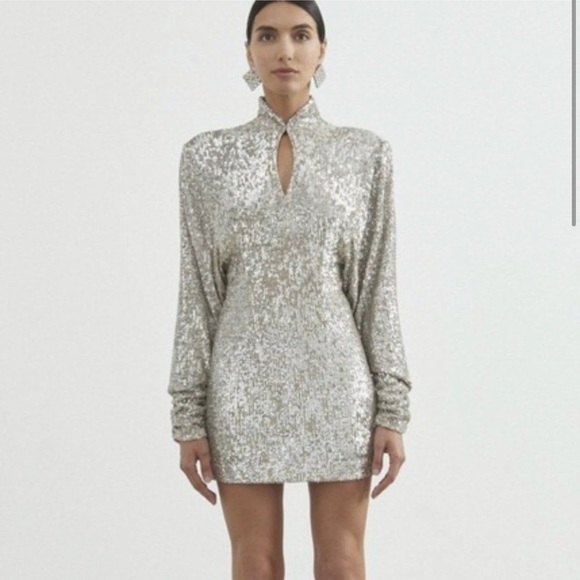 RONNY KOBO Lauper Silver Sequin mini Dress - Size XS - Picture 5 of 8
